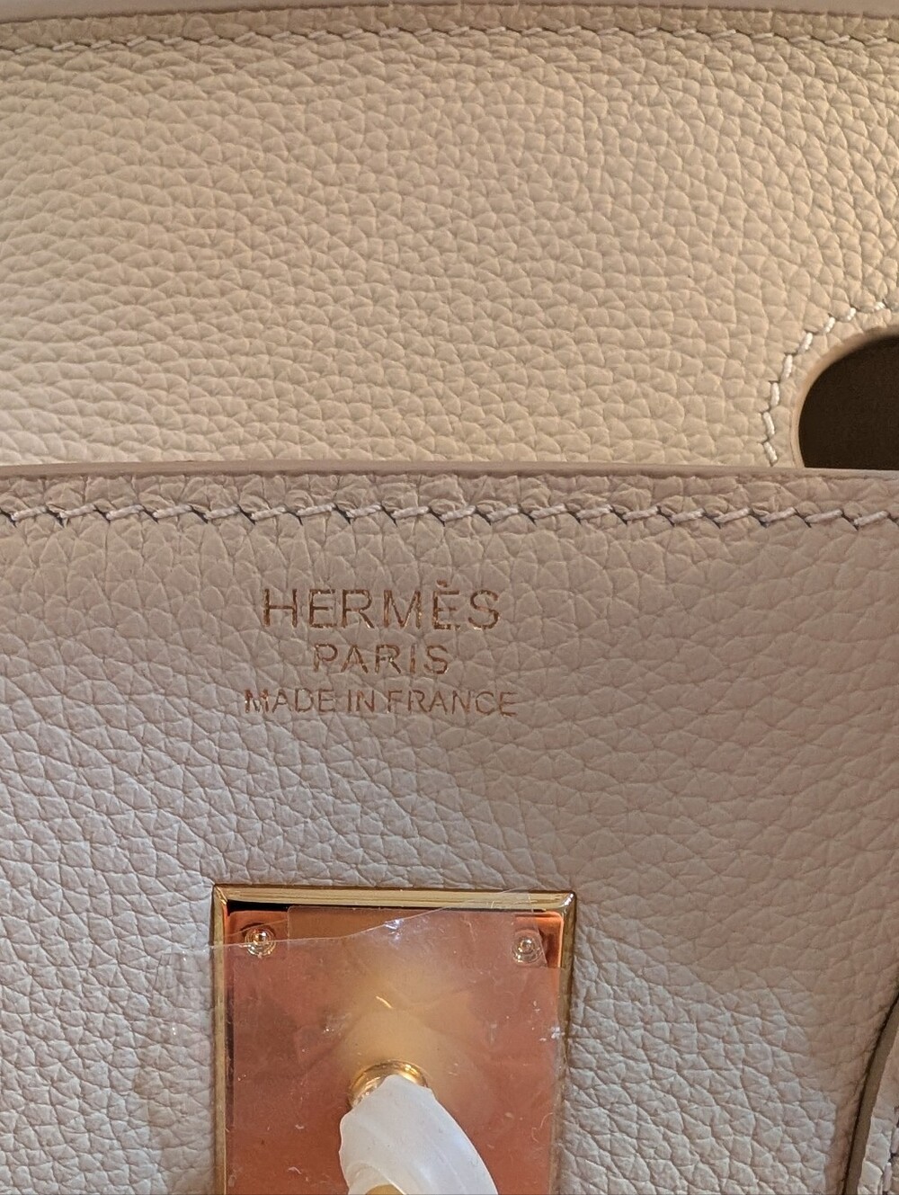 Cream Structured Satchel with Gold Accents - Picture 2 of 5
